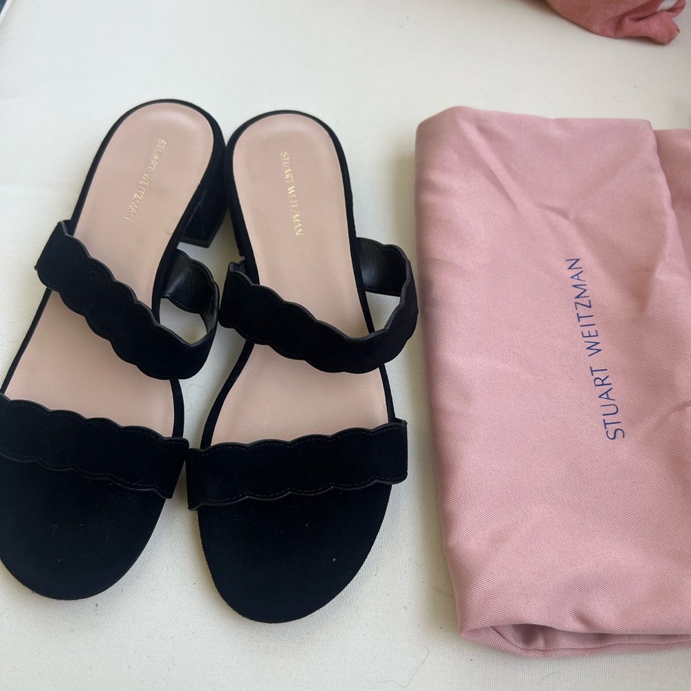 Stuart Weitzman Black Minimalist Sandals
